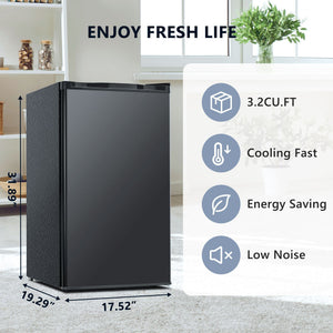 Euhomy  4.4 cu. ft. Black Mini Refrigerator with Freezer