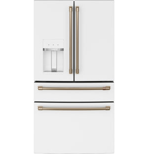 Cafe Counter-Depth 22.3-cu ft 4 -Door Smart Compatible French Door Refrigerator with Ice Maker with Water and Ice Dispenser ( Matte White ) ENERGY STAR Certified