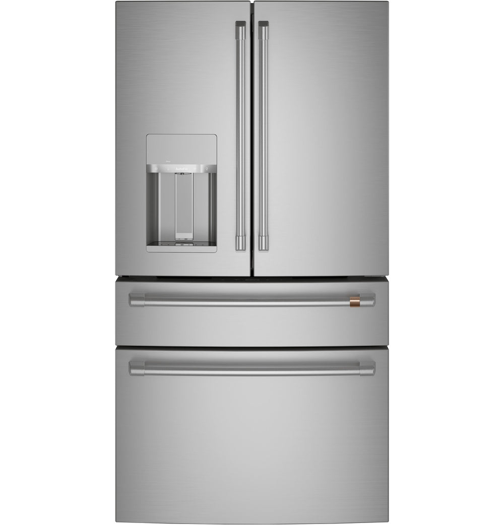 Cafe Counter-Depth 22.3-cu ft 4 -Door Smart Compatible French Door Refrigerator with Ice Maker with Water and Ice Dispenser ( Stainless Steel ) ENERGY STAR Certified