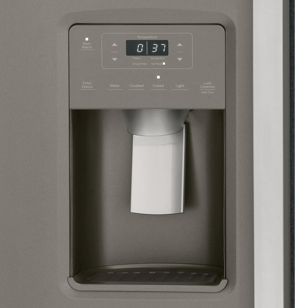 GE 23-cu ft Side-by-Side Refrigerator with Ice Maker ,Water and Ice Dispenser ( Slate )