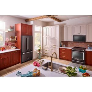 KitchenAid Counter-Depth 20-cu ft 3 -Door French Door Refrigerator with Ice Maker ( Black Stainless Steel ) ENERGY STAR Certified