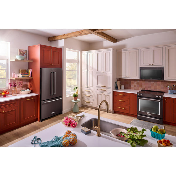 KitchenAid Counter-Depth 20-cu ft 3 -Door French Door Refrigerator with Ice Maker ( Black Stainless Steel ) ENERGY STAR Certified