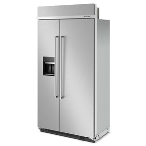 KitchenAid 25.1-cu ft Counter-Depth Side-by-Side Refrigerator Built-In with Ice Maker ,Water and Ice Dispenser ( Stainless Steel with PrintShield Finish ) ENERGY STAR Certified