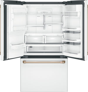 Cafe Counter-Depth 22.2-cu ft 3 -Door Smart Compatible French Door Refrigerator with Ice Maker with Water and Ice Dispenser ( Matte White ) ENERGY STAR Certified