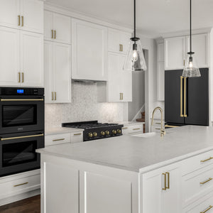ZLINE KITCHEN & BATH Counter-Depth Autograph Edition 22.5-cu ft 4 -Door French Door Refrigerator with Ice Maker with Ice Dispenser ( Fingerprint Resistant Black Stainless Steel with Champagne Bronze accent Handles ) ENERGY STAR Certified