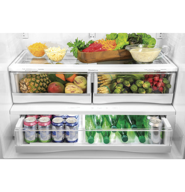 GE Profile Counter-Depth 23.1-cu ft 3 -Door French Door Refrigerator with Ice Maker with Water Dispenser ( Stainless Steel ) ENERGY STAR Certified