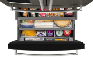 KitchenAid Standard-Depth 26.2-cu ft 4 -Door French Door Refrigerator with Water and Ice Dispenser ( Black Stainless )