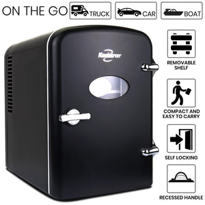 Koolatron 4L Retro Portable 6 can personal cooler 0.14-cu ft Mini Fridge ( Black )