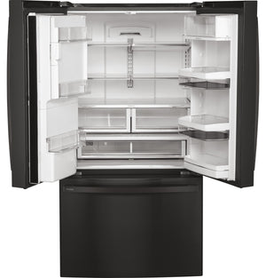 GE Profile Counter-Depth 22.2-cu ft 3 -Door French Door Refrigerator with Ice Maker with Water and Ice Dispenser ( Black Stainless ) ENERGY STAR Certified