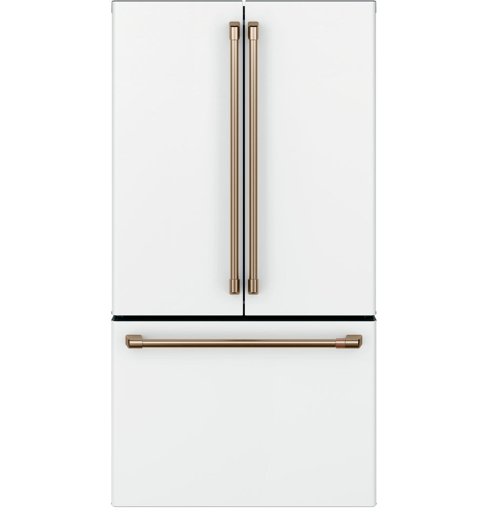 Cafe Counter-Depth 23.1-cu ft 3 -Door Smart Compatible French Door Refrigerator with Ice Maker with Water Dispenser ( Matte White ) ENERGY STAR Certified