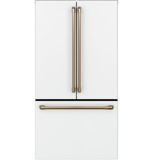 Cafe Counter-Depth 23.1-cu ft 3 -Door Smart Compatible French Door Refrigerator with Ice Maker with Water Dispenser ( Matte White ) ENERGY STAR Certified