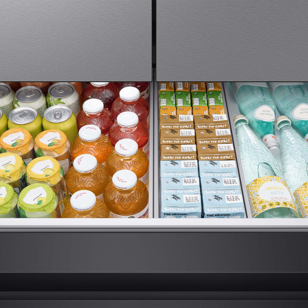 Samsung Bespoke Standard-Depth Beverage Center 28.8-cu ft 4 -Door Smart Compatible French Door Refrigerator with Dual Ice Maker with Water Dispenser and Door within Door ( Stainless Steel - All Panels ) ENERGY STAR Certified