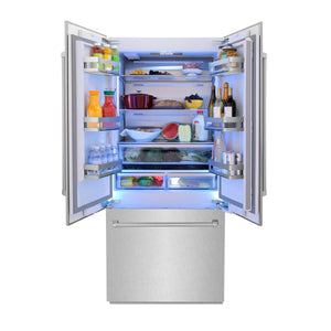 ZLINE KITCHEN & BATH 19.6-cu ft Counter-Depth Built-In Bottom-Freezer Refrigerator with Ice Maker ( Satin Stainless Steel ) ENERGY STAR Certified