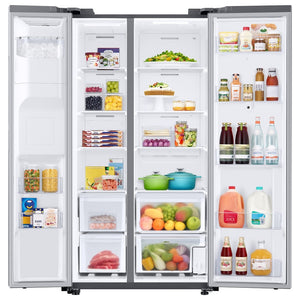 Samsung Family Hub 26.7-cu ft Side-by-Side Refrigerator Smart Compatible with Ice Maker ,Water and Ice Dispenser ( Fingerprint Resistant Stainless Steel ) ENERGY STAR Certified