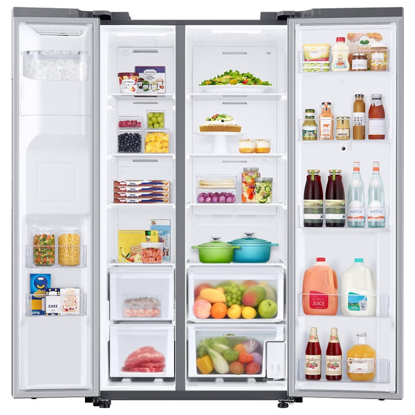 Samsung Family Hub 26.7-cu ft Side-by-Side Refrigerator Smart Compatible with Ice Maker ,Water and Ice Dispenser ( Fingerprint Resistant Stainless Steel ) ENERGY STAR Certified