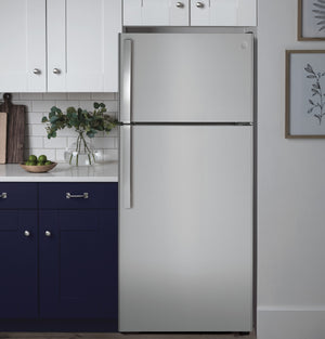 GE 16.6-cu ft Top-Freezer Refrigerator with Ice Maker ( Stainless Steel ) ENERGY STAR Certified
