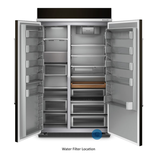 KitchenAid 30-cu ft Counter-Depth Side-by-Side Refrigerator Built-In ( Black Stainless Steel with PrintShield Finish )