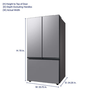 Samsung Bespoke Standard-Depth 30.1-cu ft 3 -Door Smart Compatible French Door Refrigerator with Dual Ice Maker with Water Dispenser ( Stainless Steel - All Panels ) ENERGY STAR Certified