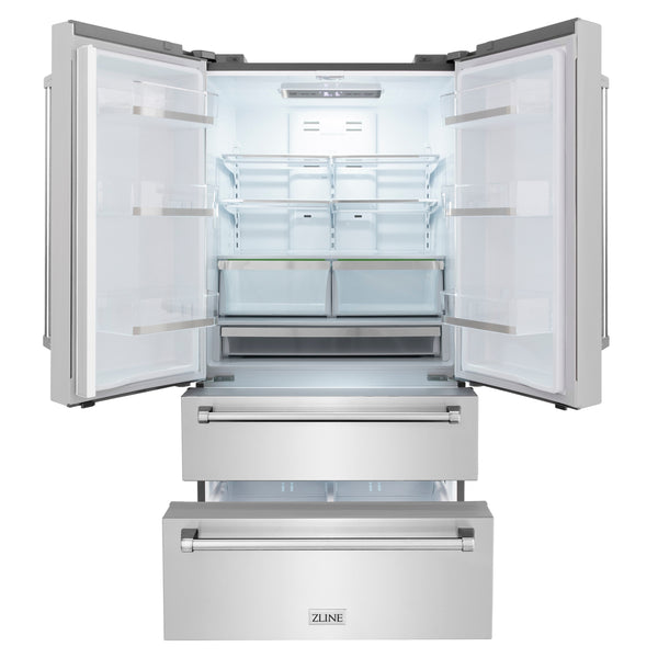 ZLINE KITCHEN & BATH Counter-Depth 22.5-cu ft 4 -Door French Door Refrigerator with Ice Maker ( Fingerprint Resistant Stainless Steel ) ENERGY STAR Certified