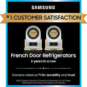 Samsung Bespoke Standard-Depth Family Hub 28.6-cu ft 4 -Door Smart Compatible French Door Refrigerator with Dual Ice Maker with Water Dispenser and Door within Door ( White Glass ) ENERGY STAR Certified