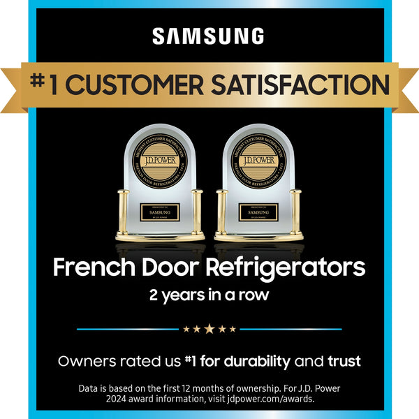 Samsung Standard-Depth 22-cu ft 3 -Door Smart Compatible French Door Refrigerator with Ice Maker with Water Dispenser ( Fingerprint Resistant Stainless Steel ) ENERGY STAR Certified
