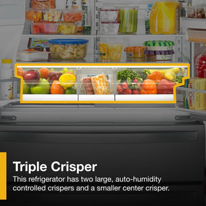 Whirlpool Standard-Depth 26-cu ft 4 -Door French Door Refrigerator with Ice Maker with Water and Ice Dispenser ( Fingerprint Resistant Stainless Steel )