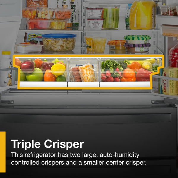 Whirlpool Standard-Depth 26-cu ft 4 -Door French Door Refrigerator with Ice Maker with Water and Ice Dispenser ( Fingerprint Resistant Stainless Steel )