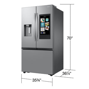 Samsung Standard-Depth Mega Capacity Family Hub 30-cu ft 3 -Door Smart Compatible French Door Refrigerator Triple with Water and Ice Dispenser ( Fingerprint Resistant Stainless Steel ) ENERGY STAR Certified