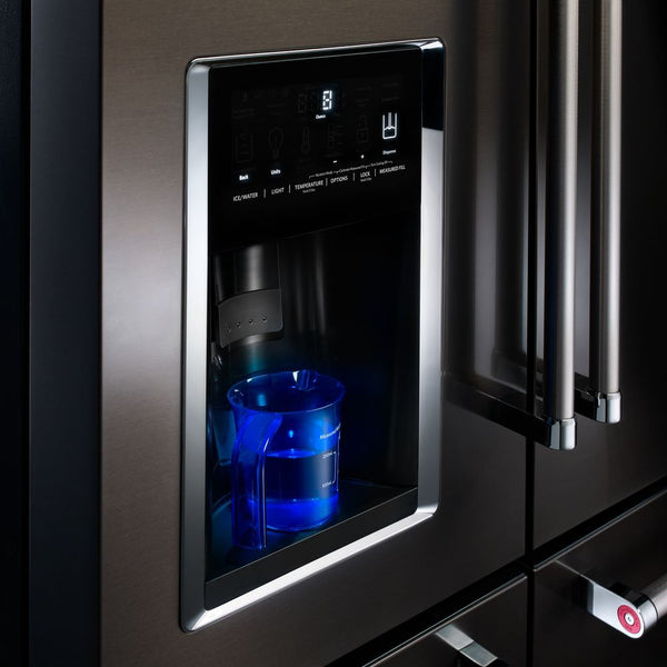 KitchenAid Standard-Depth 25.8-cu ft 5 -Door French Door Refrigerator with Ice Maker with Water and Ice Dispenser ( Black Stainless Steel with PRINTSHIELD Finish )