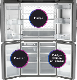 GE Profile Counter-Depth 22.9-cu ft 4 -Door Smart Compatible French Door Refrigerator with Ice Maker with Water Dispenser and Door within Door ( Stainless Steel ) ENERGY STAR Certified