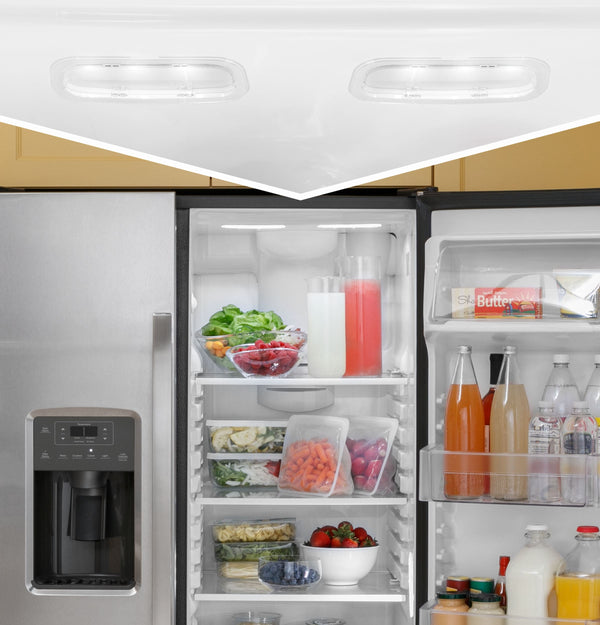 GE 23-cu ft Side-by-Side Refrigerator with Ice Maker ,Water and Ice Dispenser ( Stainless Steel ) ENERGY STAR Certified