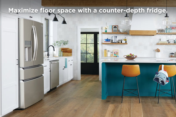 Frigidaire Gallery Counter-Depth 22.1-cu ft 4 -Door French Door Refrigerator with Ice Maker with Water Dispenser ( Fingerprint Resistant Stainless Steel ) ENERGY STAR Certified