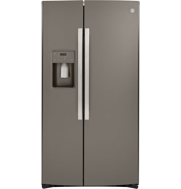 GE 21.8-cu ft Counter-Depth Side-by-Side Refrigerator with Ice Maker ,Water and Ice Dispenser ( Slate )