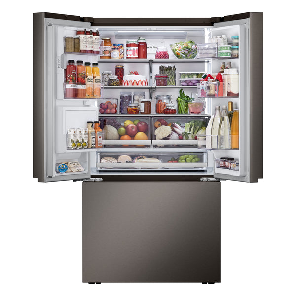 LG Counter-Depth 4 Types of Ice 25.5-cu ft 3 -Door Smart Compatible French Door Refrigerator with Dual Ice Maker with Water and Ice Dispenser ( PrintProof Black Stainless Steel ) ENERGY STAR Certified