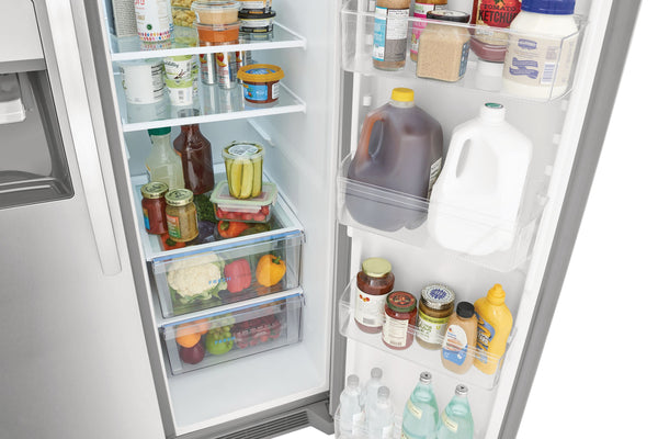 Frigidaire 25.6-cu ft Side-by-Side Refrigerator with Ice Maker ,Water and Ice Dispenser ( Stainless steel ) ENERGY STAR Certified