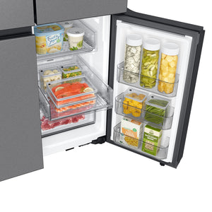 Samsung Bespoke Counter-Depth Beverage Center 22.5-cu ft 4 -Door Smart Compatible French Door Refrigerator with Dual Ice Maker with Water Dispenser and Door within Door ( Stainless steel ) ENERGY STAR Certified