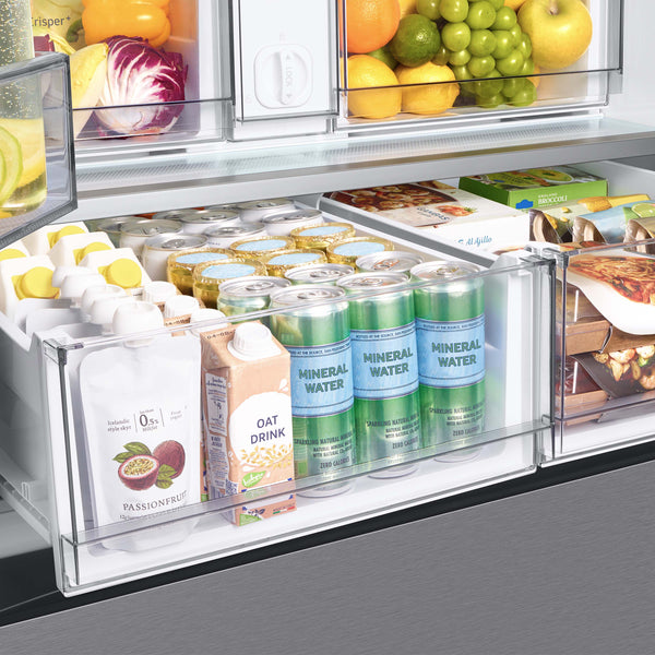 Samsung Bespoke Counter-Depth 24-cu ft 3 -Door Smart Compatible French Door Refrigerator with Dual Ice Maker with Water Dispenser ( Stainless Steel - All Panels ) ENERGY STAR Certified