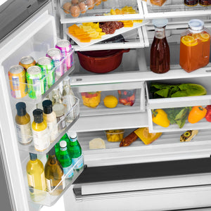 ZLINE KITCHEN & BATH Counter-Depth 22.5-cu ft 4 -Door French Door Refrigerator with Ice Maker with Ice Dispenser ( Stainless Steel w/ Polished Gold accent Handles ) ENERGY STAR Certified