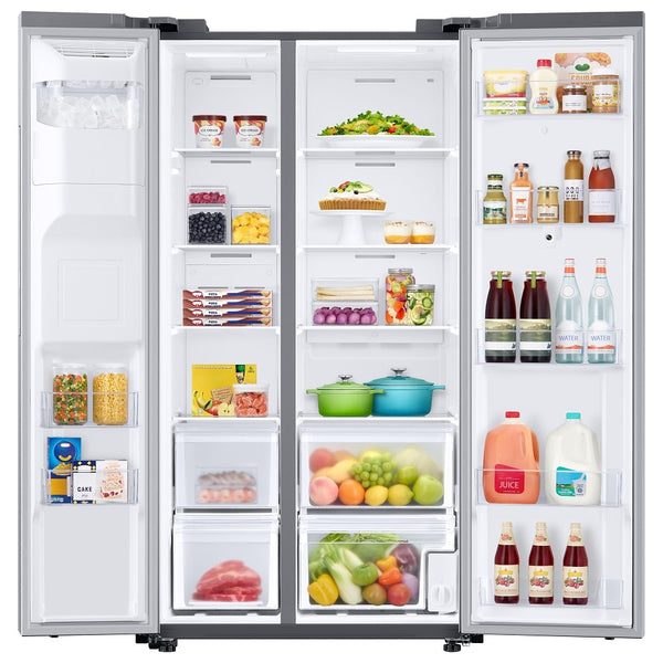 Samsung Family Hub 21.5-cu ft Counter-Depth Side-by-Side Refrigerator Smart Compatible with Ice Maker ,Water and Ice Dispenser ( Fingerprint Resistant Stainless Steel ) ENERGY STAR Certified