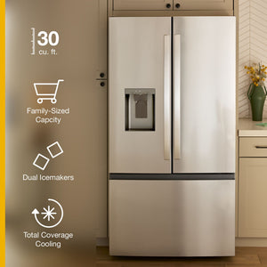 Whirlpool Standard-Depth 29.58-cu ft 3 -Door French Door Refrigerator with Dual Ice Maker with Water and Ice Dispenser ( Print Resist Black Stainless ) ENERGY STAR Certified