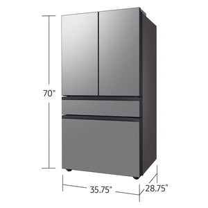 Samsung Bespoke Counter-Depth Inner Beverage Center 22.9-cu ft 4 -Door Smart Compatible French Door Refrigerator with Ice Maker with Water Dispenser ( Stainless Steel ) ENERGY STAR Certified