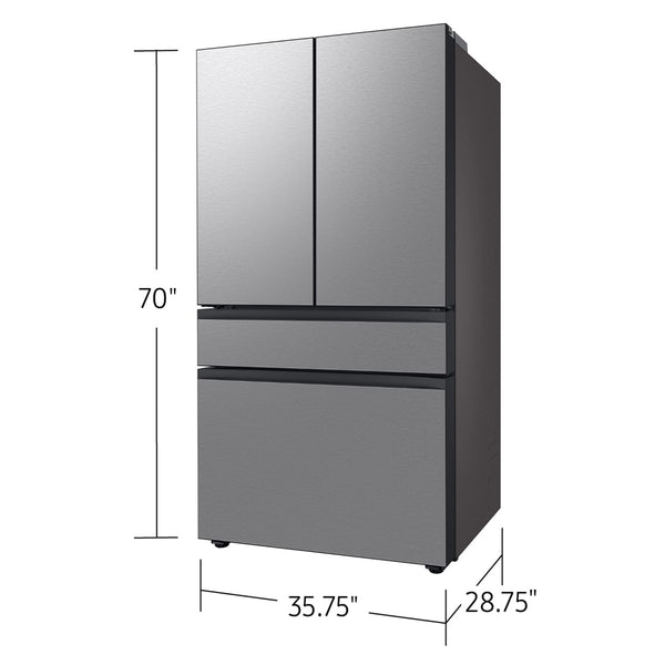 Samsung Bespoke Counter-Depth Inner Beverage Center 22.9-cu ft 4 -Door Smart Compatible French Door Refrigerator with Ice Maker with Water Dispenser ( Stainless Steel ) ENERGY STAR Certified