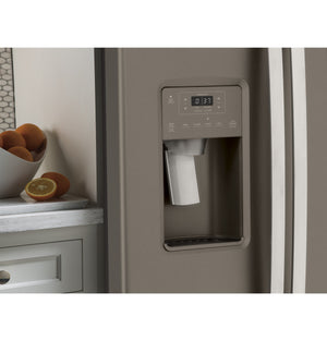 GE 21.8-cu ft Counter-Depth Side-by-Side Refrigerator with Ice Maker ,Water and Ice Dispenser ( Slate )