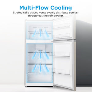 Midea Fingerprint Resistant 14.2-cu ft Counter-Depth Top-Freezer Refrigerator ( Stainless Steel ) Garage Ready ENERGY STAR Certified