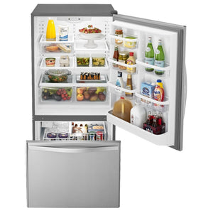 Whirlpool 22.07-cu ft Standard-Depth Bottom-Freezer Refrigerator with Ice Maker ( Stainless Steel ) ENERGY STAR Certified