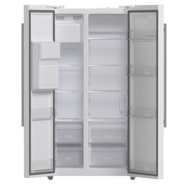 FORNO Salerno 20-cu ft Counter-Depth Side-by-Side Refrigerator with Ice Maker ,Water and Ice Dispenser ( White ) ENERGY STAR Certified