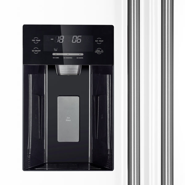 FORNO Salerno 20-cu ft Counter-Depth Side-by-Side Refrigerator with Ice Maker ,Water and Ice Dispenser ( White ) ENERGY STAR Certified