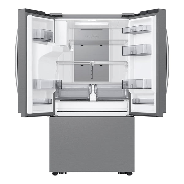 Samsung Standard-Depth Mega Capacity Family Hub 30-cu ft 3 -Door Smart Compatible French Door Refrigerator Triple with Water and Ice Dispenser ( Fingerprint Resistant Stainless Steel ) ENERGY STAR Certified