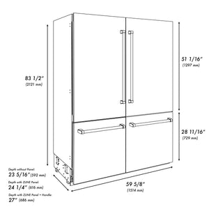 ZLINE KITCHEN & BATH Counter-Depth Autograph Edition 32.2-cu ft 4 -Door Built-In French Door Refrigerator with Ice Maker with Water Dispenser ( Stainless Steel with Champagne Bronze Handles ) ENERGY STAR Certified