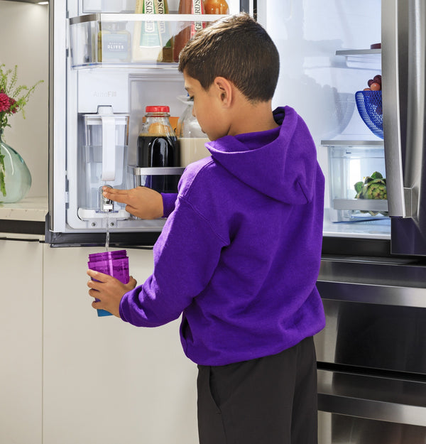 GE Profile Standard-Depth 28-cu ft 4 -Door Smart Compatible French Door Refrigerator with Ice Maker with Water Dispenser and Door within Door ( Fingerprint-resistant Stainless Steel ) ENERGY STAR Certified